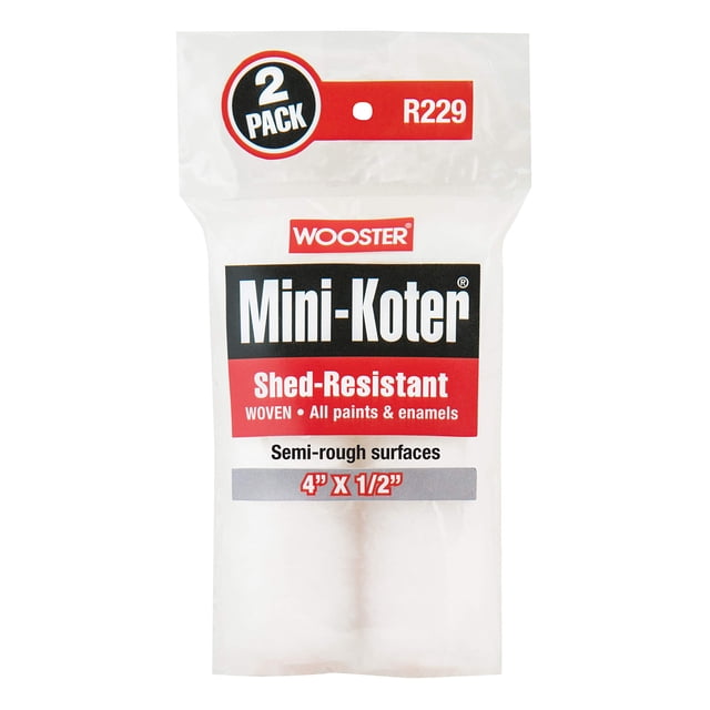 Funda para rodillo de pintura Wooster R229-4 Mini-Koter de 4 x 1,3 cm, paquete de 2