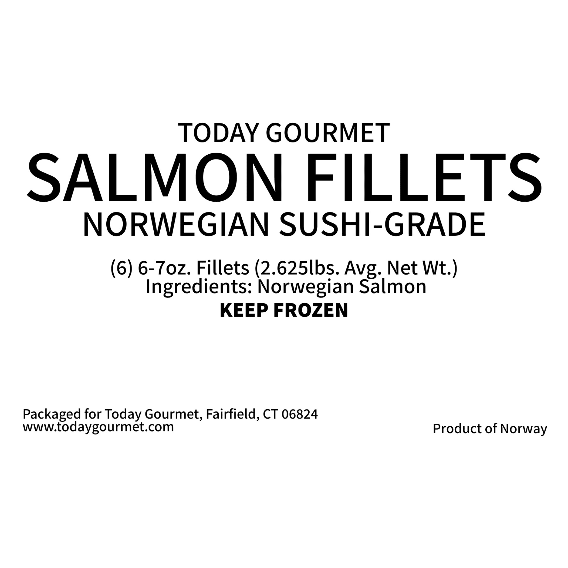 Today Gourmet Sushi-Grade Norwegian Salmon Fillets (6) 6-7oz. Fillets (2.625 Avg. Net Wt.)