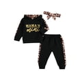 thumbnail image 5 of Casual Outfit Toddler Baby Girl Clothes Set Letter Print Long Sleeve Ruffle Hoodies+Leopard Pants+Headband, 5 of 9