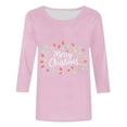 thumbnail image 5 of LiMoi Women's 3/4 Sleeve Round Neck Top with Festive Merry Christmas Lettering Tees Tshirts Shirts Blouse for Celebration My Items, 5 of 5