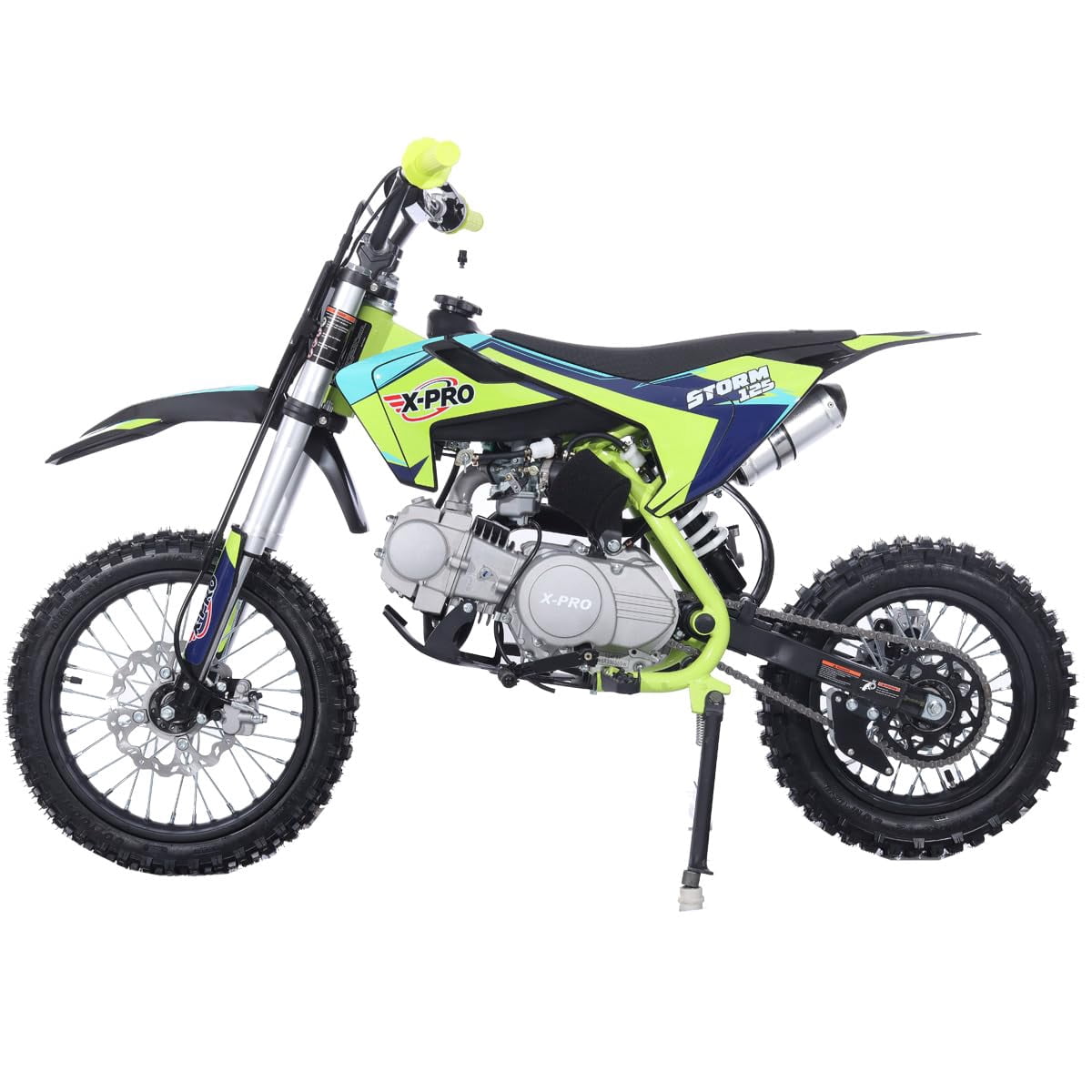 X-Pro Brand New Storm 125cc Dirt Bike with 4-Speed Semi-Auto Transmission, Kick Start, Big 14"/12" Tires!