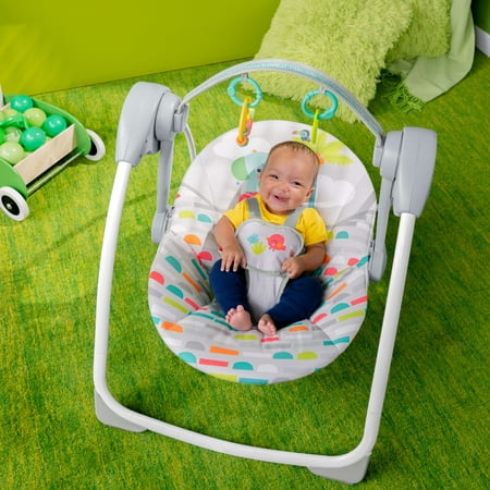 Bright Starts Playful Paradise Portable Compact Baby Swing with Toys, Unisex, Newborn +