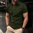 thumbnail image 2 of ZCFZJW Men's Short Sleeve Polo Golf Shirts Solid Color Casual Button Moisture Wicking Athletic T-Shirts Casual Collared Shirt Tops Army Green XXXXL, 2 of 6