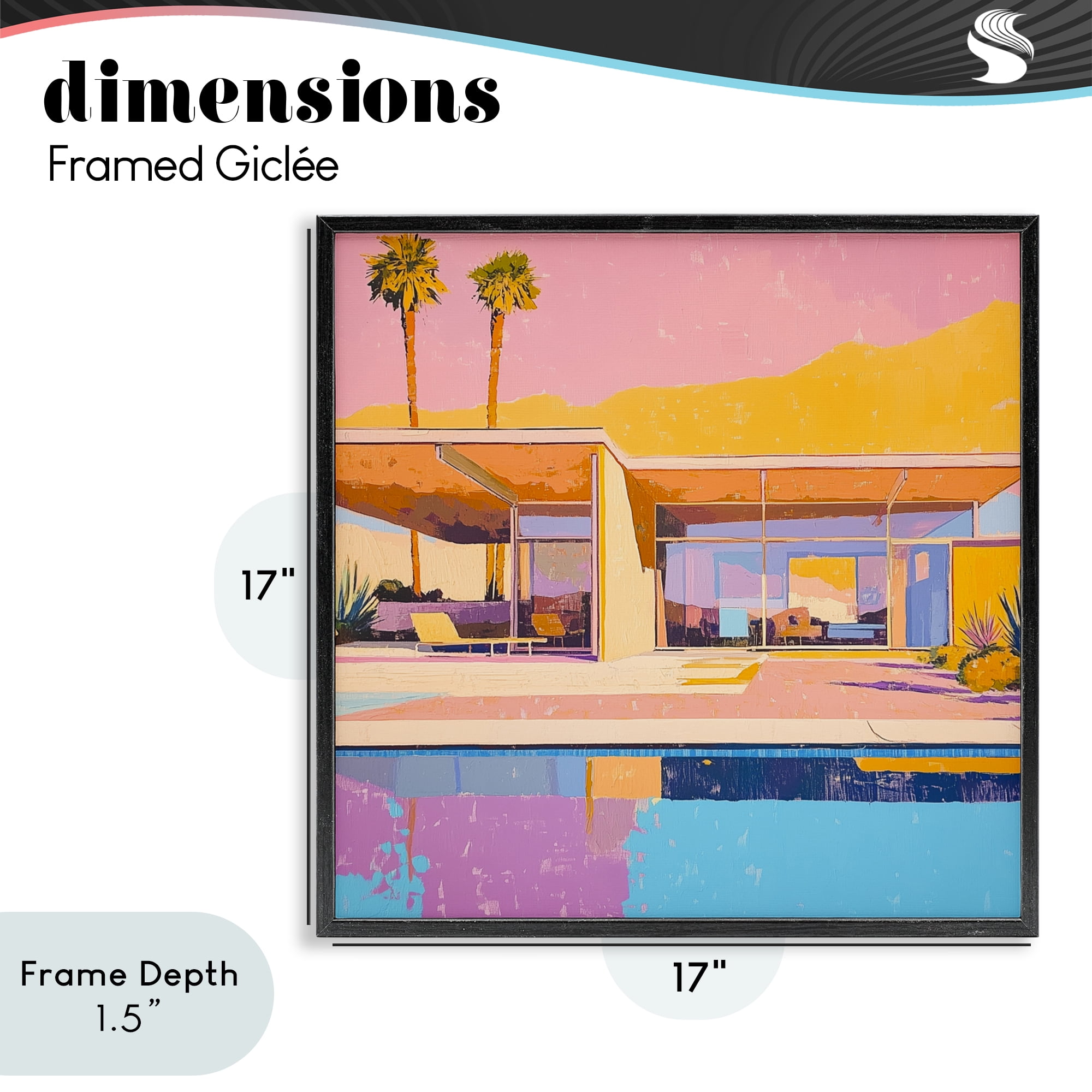 Stupell Industries Vivid Villa at Sunset Black Framed Giclee Art, design by Walker Noble