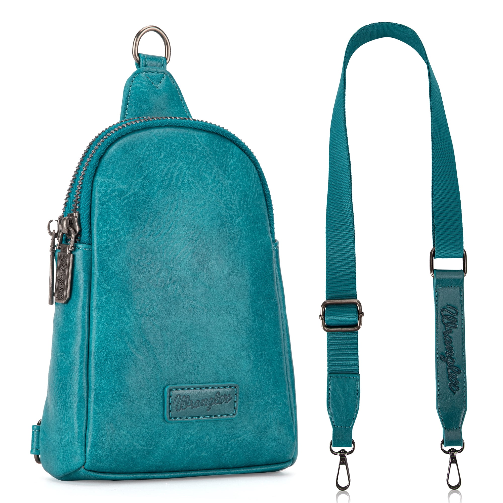 Wrangler Crossbody Sling Bags for Women Cross Body Fanny Pack Purse with Detachable Strap Zipper 7.5 "H, Blue