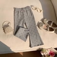 thumbnail image 2 of Huowey Girls Toddler Baby Casual Summer Flared Pants Lightweight Slim Fit Cute Polka Dot Elastic Waist Soft Breathable Trousers Cute Embroidery Workout Running Yoga Pants,Grey,18-24 Months, 2 of 4