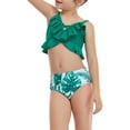 thumbnail image 6 of Zwiiyzr 2025 Toddler Girls Two Piece Swimsuit Beach Cute Ruffle Swimsuit Casual Print Double Split Swimwear Set Green, 6 of 7