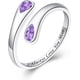 thumbnail image 3 of Thumb Rings for Women - 925 Sterling Silver Birthstone Open Teardrop Encouragement Adjustable Ring Women Gifts for Teens Mom Birthday Mother's Day St Patricks Day, 3 of 4