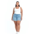 thumbnail image 3 of A3Denim Women's Plus Size Raw Edge Denim Shorts, 5" Inseam, Sizes 16W-24W, 3 of 4