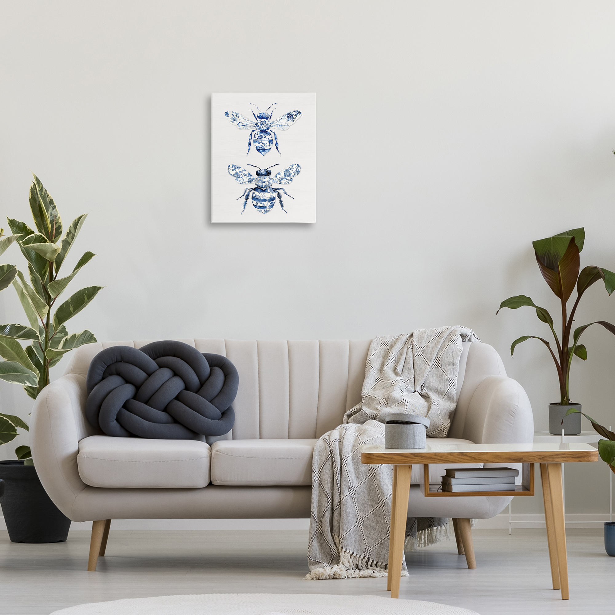 Toile Patterned Bees Canvas Wall Art, design by Lettered and Lined