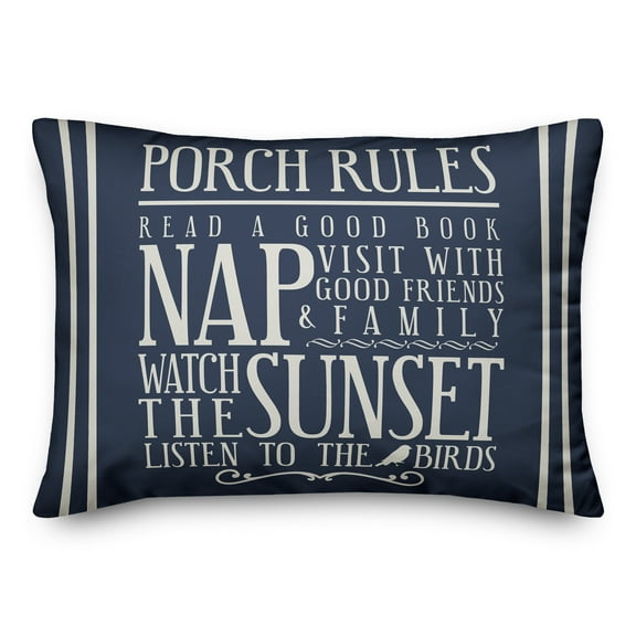 Creative Products Porch Rules on Blue 14x20 Indoor / Outdoor Pillow