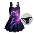thumbnail image 6 of Uourmeti Neon Galaxy Horse Print Skirted One-Piece Swimsuit for Girls - Quick Dry, Stretchy Swim Dress for Beach, Pool & Summer Vacation, 6 of 8