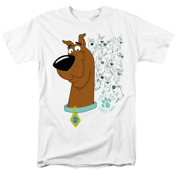 Scooby Doo Evolution Of Scooby Doo Adult 18/1 T-Shirt White