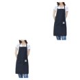 thumbnail image 2 of Bewildely Delantal de cocina, vestido de trabajo sencillo, ropa de trabajo para el hogar para mujer, ropa para el hogar con bolsillo para el Negro 2piezas, 2 of 6