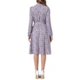 thumbnail image 3 of INSPIRE CHIC Women's Tie Neck Dresses Chiffon Long Sleeve Belted Vintage Floral Dress S Purples, 3 of 5