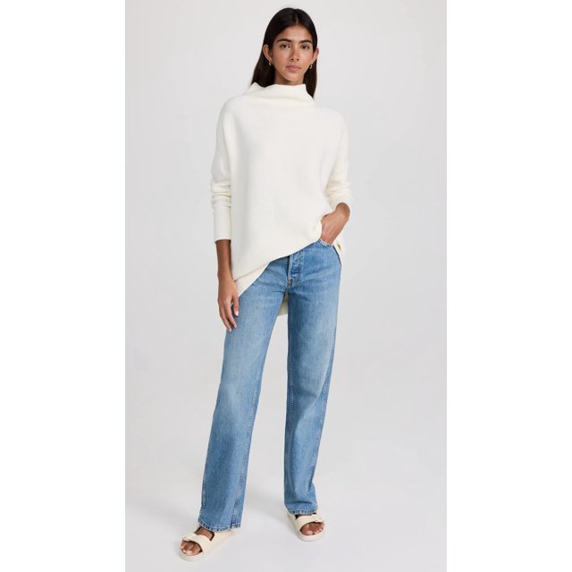 Free People Womens Ottoman Slouchy Tunic Sweater, White, Small