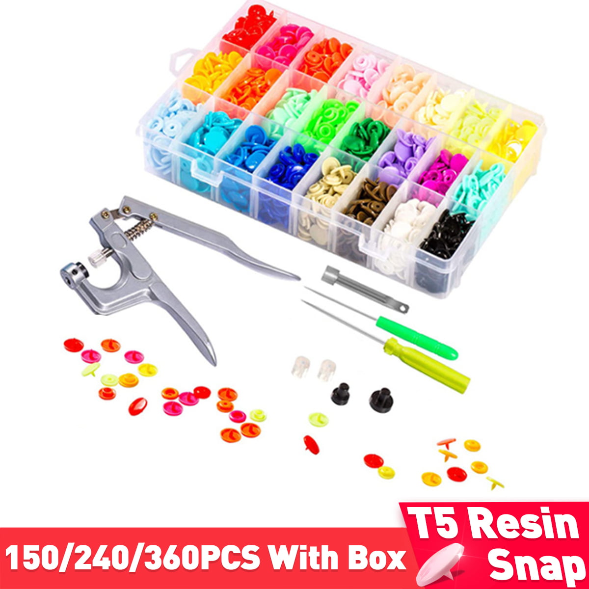 150 Plastic Resin Press Stud Cloth Tool Kit+Fastener Snap Pliers KAM Button New 