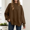 thumbnail image 2 of Sweaters for Women Romantic Pullover Off Shoulder Cropped Casual Date Night Women's Oversized Knit Sweater Long Sleeve Tunic Top Soft Comfortable Winter Fall Fashion Loose Fit Round Neck Split Hem, 2 of 5