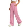 thumbnail image 4 of Vibrex Girl's Wide Leg Sweatpants Elastic High Waisted Loose Pants with Pockets Solid Color Atheltic Casual Drawstring Sweat Pants 5-14 Years, 4 of 9
