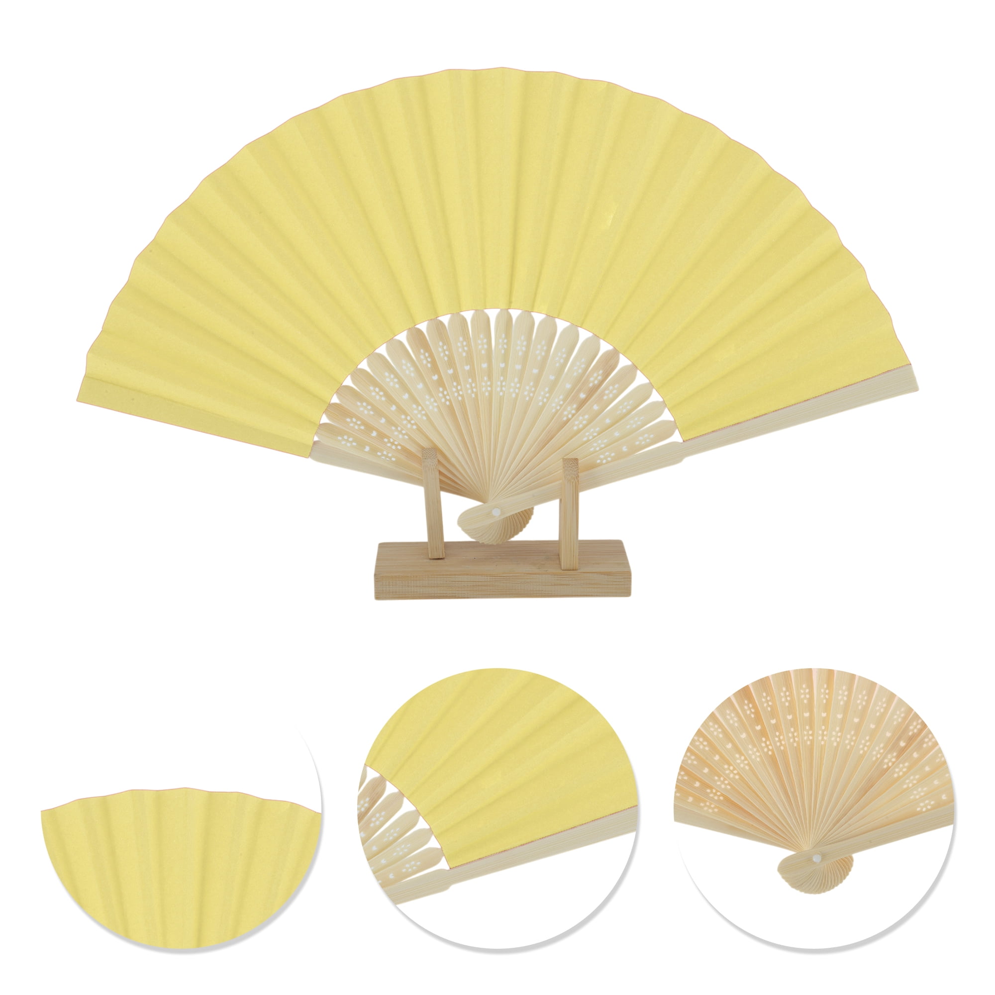 Unique Bargains Portable DIY 7-Inch Blank Folding Fan 1 Pc Light Yellow