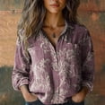 thumbnail image 3 of Womens Tops Fashion Print Long Sleeve Cotton Button Blouse Spring Summer Shirts for Women Pink Xl, 3 of 3