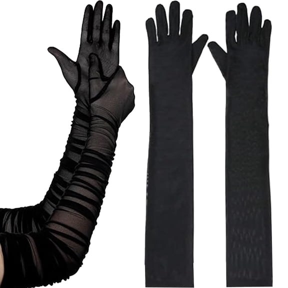 1 Pair of Women's Sexy Sheer Gloves Mesh Tulle Super Long Gloves Opera Costume Party for Wedding Engagement Evening Tea Parties Cosplay Prom