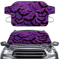 Xoenoiee Purple Bat Print Car Windshield Cover, Heavy Duty Protective Windscreen Cover, Snow Ice Frost Sun UV Dust Water Resistant Fit for Cars SUVs