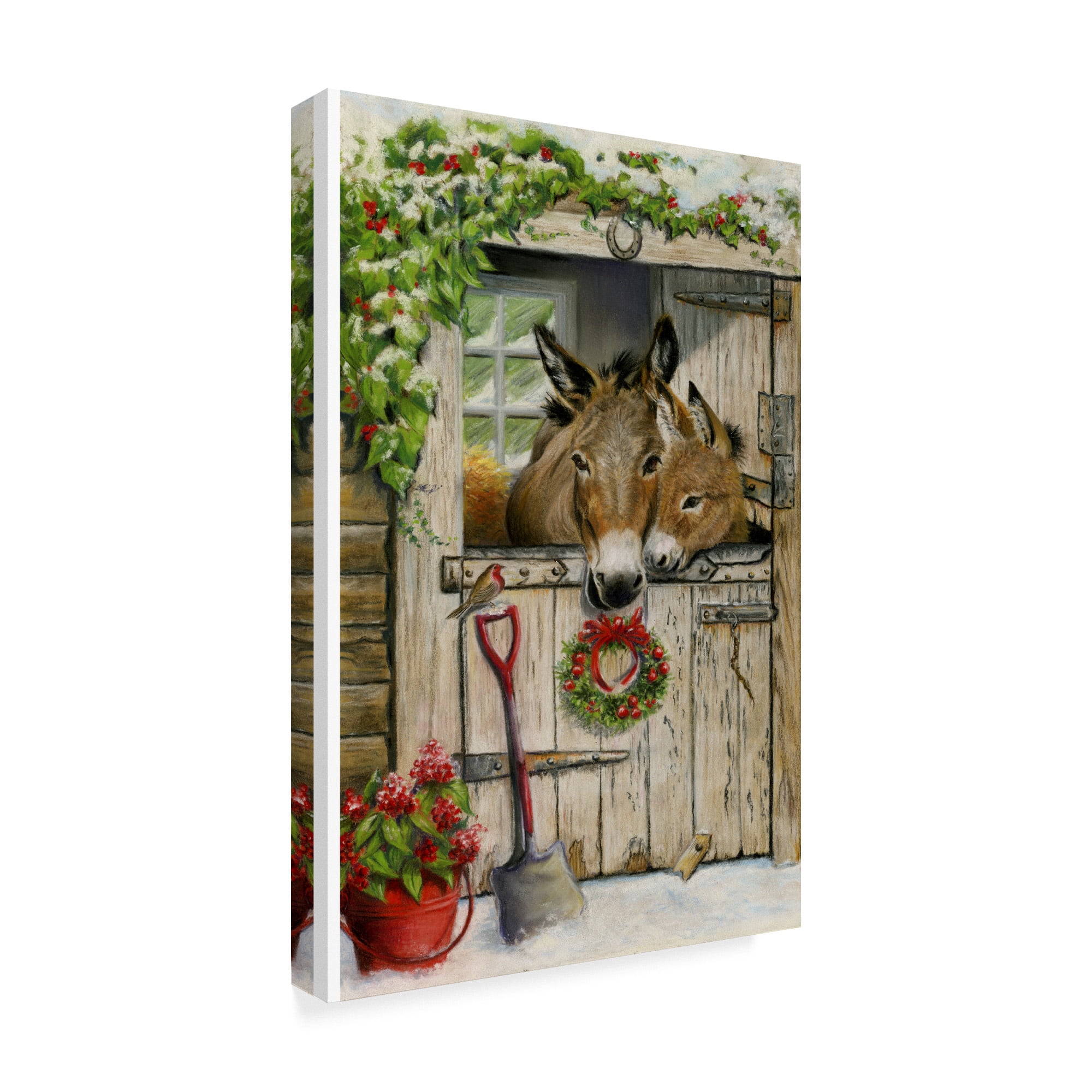 Trademark Fine Art 'Christmas Donkies' Canvas Art by Janet Pidoux