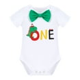 thumbnail image 4 of IBTOM CASTLE Baby Boys First 1st Birthday Outfit Bow Tie Romper Short Pants and Suspenders & Headband Clothes Set, 4-Piece, 12 Months, 4 of 10
