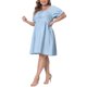 thumbnail image 4 of Vestido de Pascua de talla grande con cuello y lazo delantero de Agnes Orinda para mujeres 3X azul claro, 4 of 6
