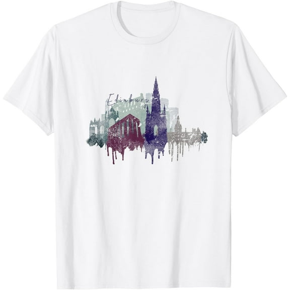 Edinburgh City Scotland Watercolor Skyline T-Shirt mens t shirt，white，women，funny，misfits，men，journey，t-shirt