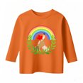 thumbnail image 3 of Kiijoy Little Girls Orange Graphic T Shirt 3/4 Sleeve Crew Neck T-Shirt, Sizes 5-6, 3 of 3