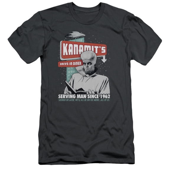 Twilight Zone Kanamits Diner Adult 30/1 T-Shirt Charcoal