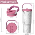thumbnail image 4 of 30oz Handheld Travel Tumbler with Handle – Double Wall Stainless Steel Insulated Cup, Flip Straw Lid, Leak-Proof & BPA-Free for Hot and Cold Drinks – Durable Coffee & Juice Mug Pink, 4 of 7