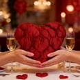 thumbnail image 6 of Leodye 1PCS Puffy Heart Throw Pillow Mingled Threads 3D Heart Shape Home Decor Valentine's Day Soft Plush Love Pillow for Sofa Bed, 6 of 6