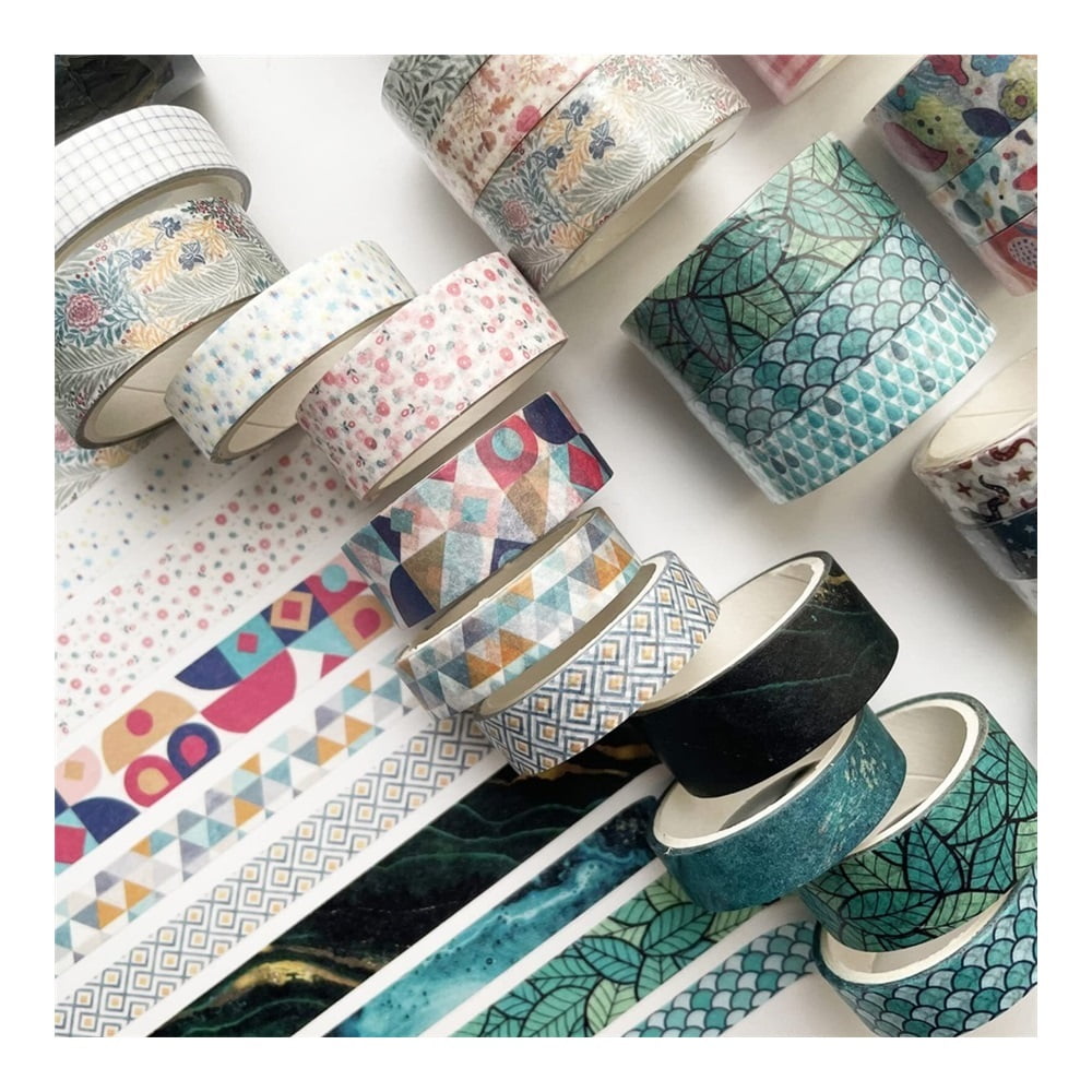 Basic Washi Tape Set 3 Rolls Creative Skinny Decorative Tapes for Arts, DIY Crafts, Journals, Planners, Scrapbooking, Wrapping (Flower & Leaves)