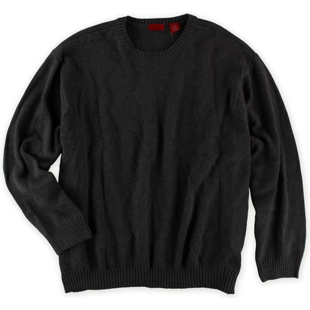 IZOD Suéter de punto con entramado para hombre, gris, XXXX-Large