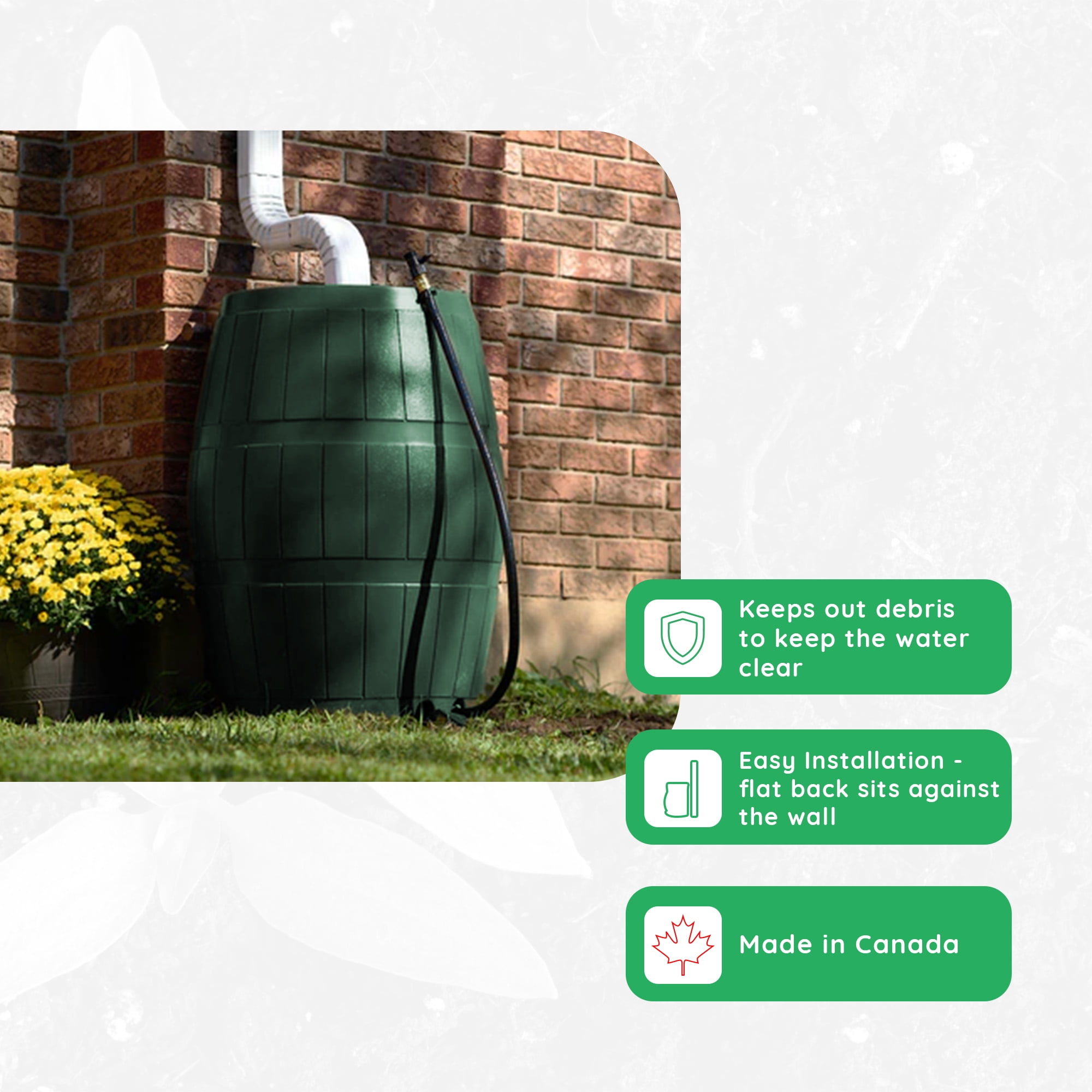 FCMP Outdoor RC4000 Raincatcher 50 Gallon Rain Catcher Barrel, Green