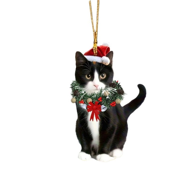 pstuiky Guirnalda navideña con forma de gatos, colgante decorativo plano 2D de acrílico