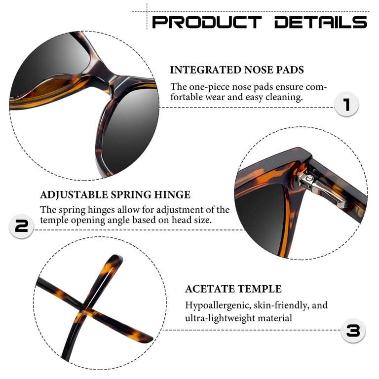 Lightweight Acetate Cat Eye Sunglasses UV400 Polarized Driving Amazon.com: LVIOE Polarized Sunglasses for Women UV400  main image 3