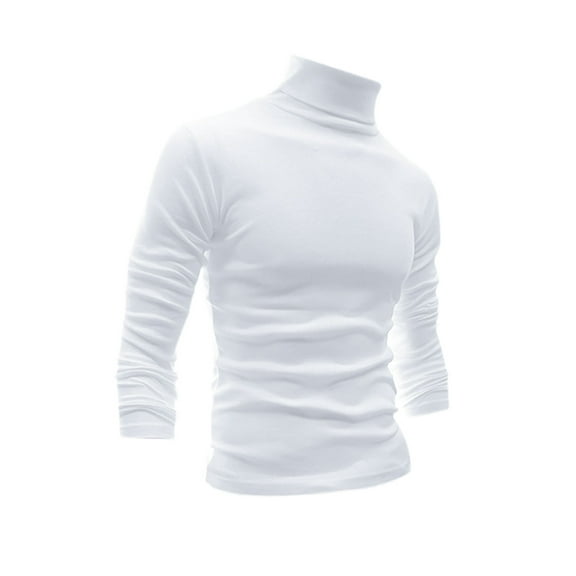 INSPIRE CHIC Men's Pullover Turtle Neck Long Sleeves Stretchy Slim Fit Tops 44 White
