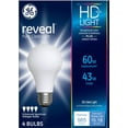 thumbnail image 2 of General Electric 43W Energy-Efficient Reveal Frost Bulb, 4-Pack, 60W Equivalent, 2 of 2