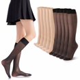 thumbnail image 1 of Guardurnaity Medias hasta la rodilla de seda con estilo para mujer, 20 Uds., seguras, exquisitas, artesanales, transparentes hasta la rodilla Medias, 1 of 6