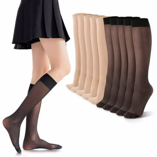 Guardurnaity Medias hasta la rodilla de seda con estilo para mujer, 20 Uds., seguras, exquisitas, artesanales, transparentes hasta la rodilla Medias