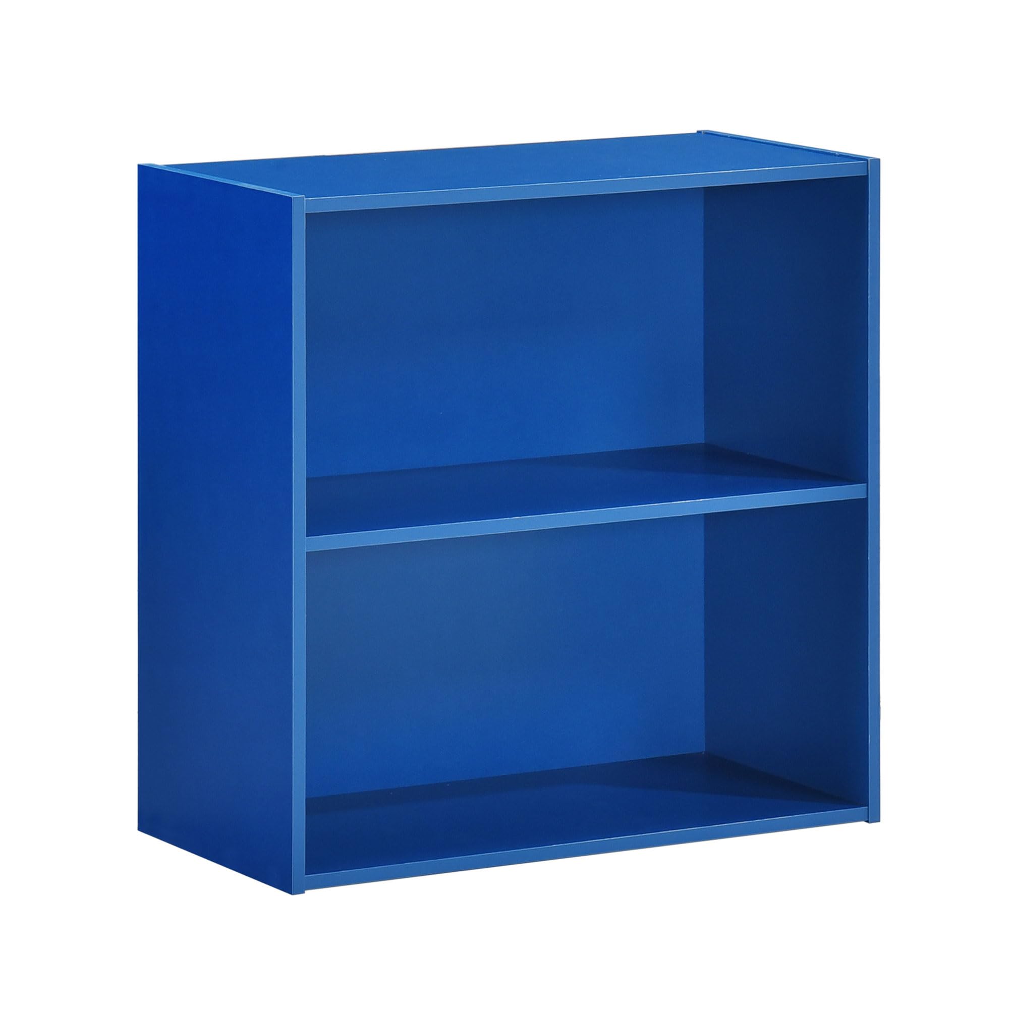 Kings Brand Furniture George 2-Tier Bookcase Storage Organizer - Wooden Shelf Organizer for Bedroom, Nursery, School or Home Office (Blue)