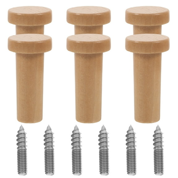 6pcs Rustic Wooden Wall Hooks For Hanging Decorative Hat Hooks Coat Pegs Door Hooks Entryway Hooks Bathroom Wooden Hooks