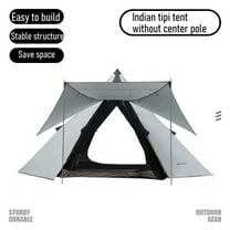 Latourreg Portable Double Layers Indian Teepee Tent Camping Tipi Tent without Center Pole for 2 Persons