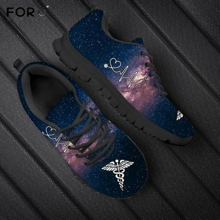 

Sneakers Men Green Black Gradient Nurse/Stethoscope Heartbeat Print Men Flats Sneaker Casual Male Lace Up Shoe Designer Shoes