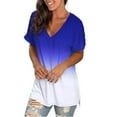 thumbnail image 2 of Patlollav Womens Print Casual Gradient V-Neck Short Sleeve Loose T-Shirt Tops, 2 of 6
