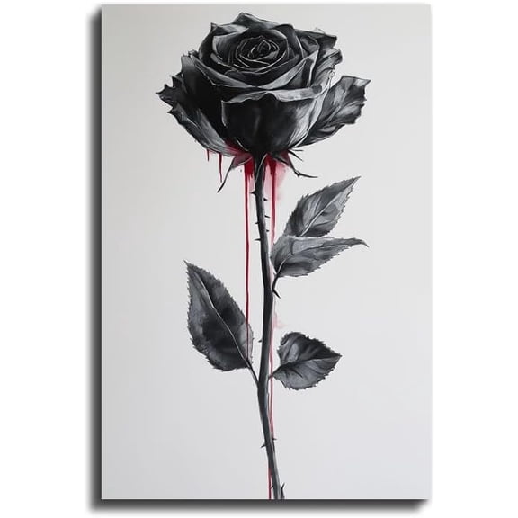 Framed Wall Art Canvas Prints - Rose, Vintage Art Watercolor Painting For Lover Wall Decor For Living Room Bedroom Valentine's Day Gifts (Rose 1, 20W X 30L, Wrapped Canvas)